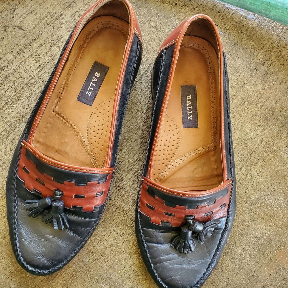 Vintage BALLY Marcello Leather Loafers Tassel Shoes Size 8W